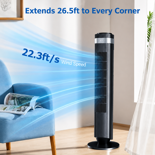 Quiet Bladeless Tower Fan for Bedroom & Office
