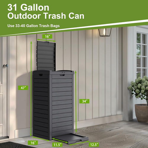 Sanovia™ 39-Gallon Patio Trash Can with Lid - Black - Single