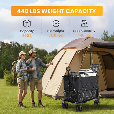 NEWBULIG Large Capacity Folding Wagon Cart with Brakes