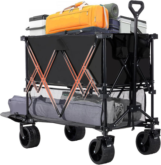 NEWBULIG Large Capacity Folding Wagon Cart with Brakes