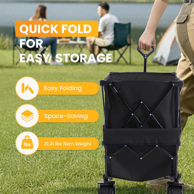 NEWBULIG Large Capacity Folding Wagon Cart with Brakes