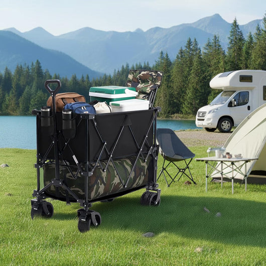 NEWBULIG Large Capacity Folding Wagon Cart with Brakes