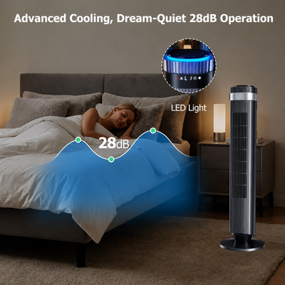 Quiet Bladeless Tower Fan for Bedroom & Office